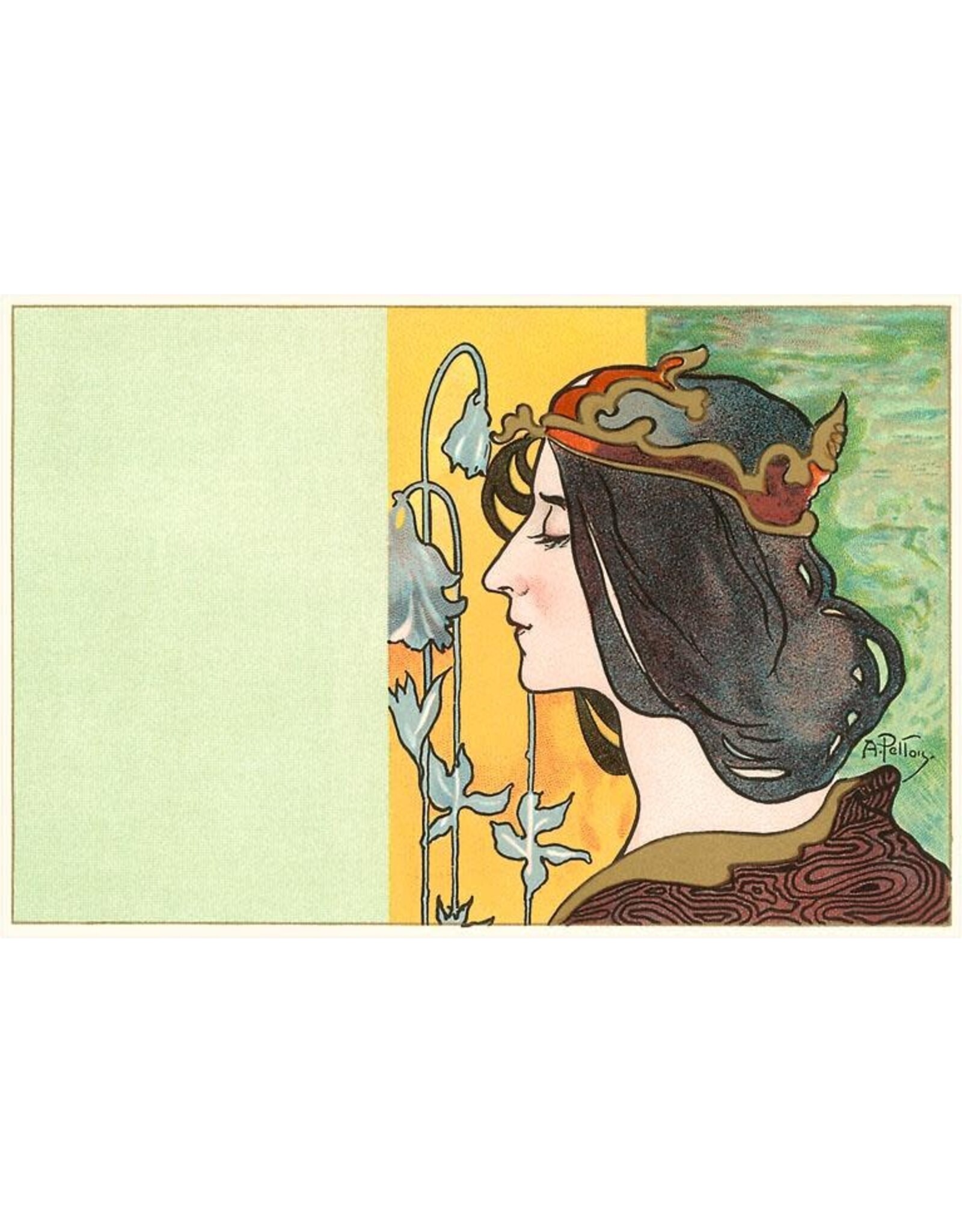 Art Nouveau Woman Smelling Flowers Sticker