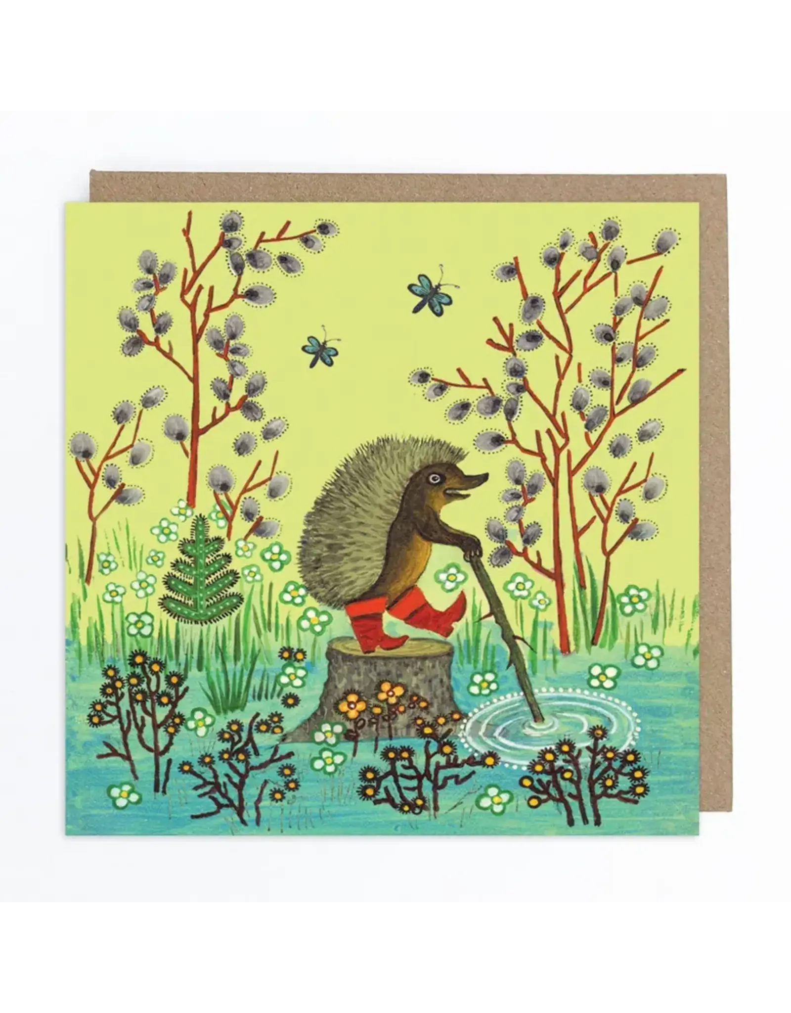 Hedgehog in Red Boots Greeting Card