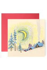 Winter Village in Moonlight Holiday Card