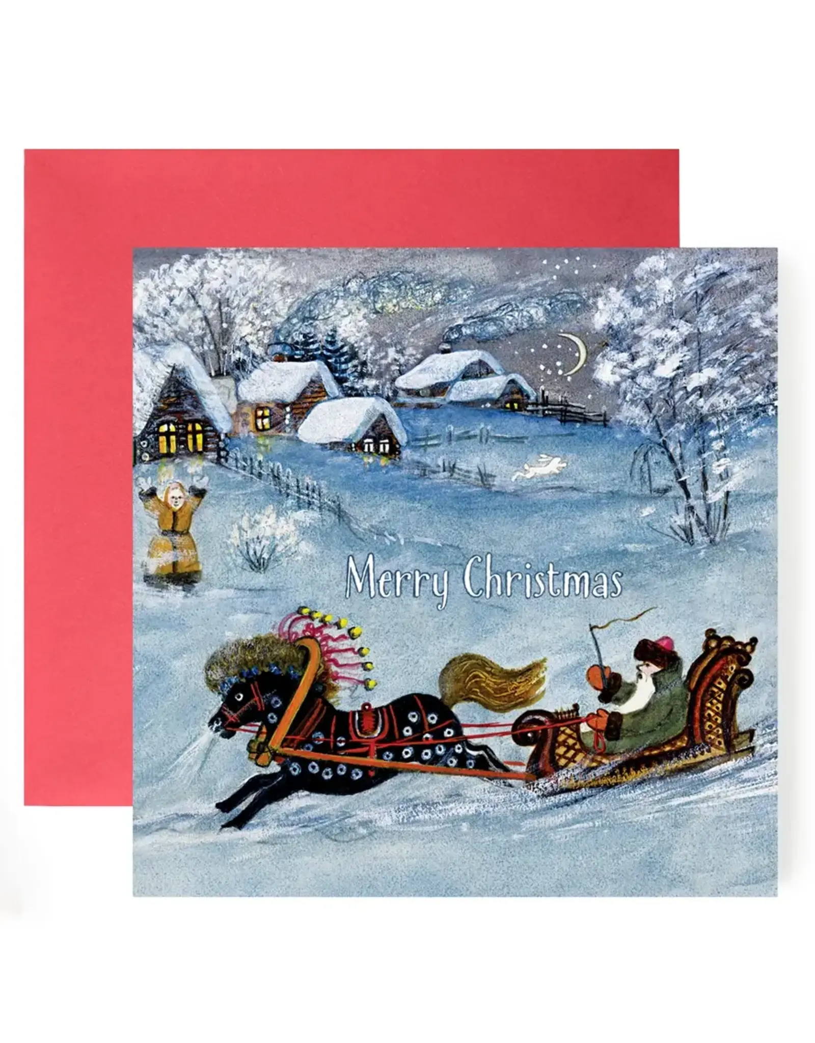 Grandfather Frost in Sleigh Christmas Card