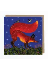 Red Fox on Blue Greeting Card