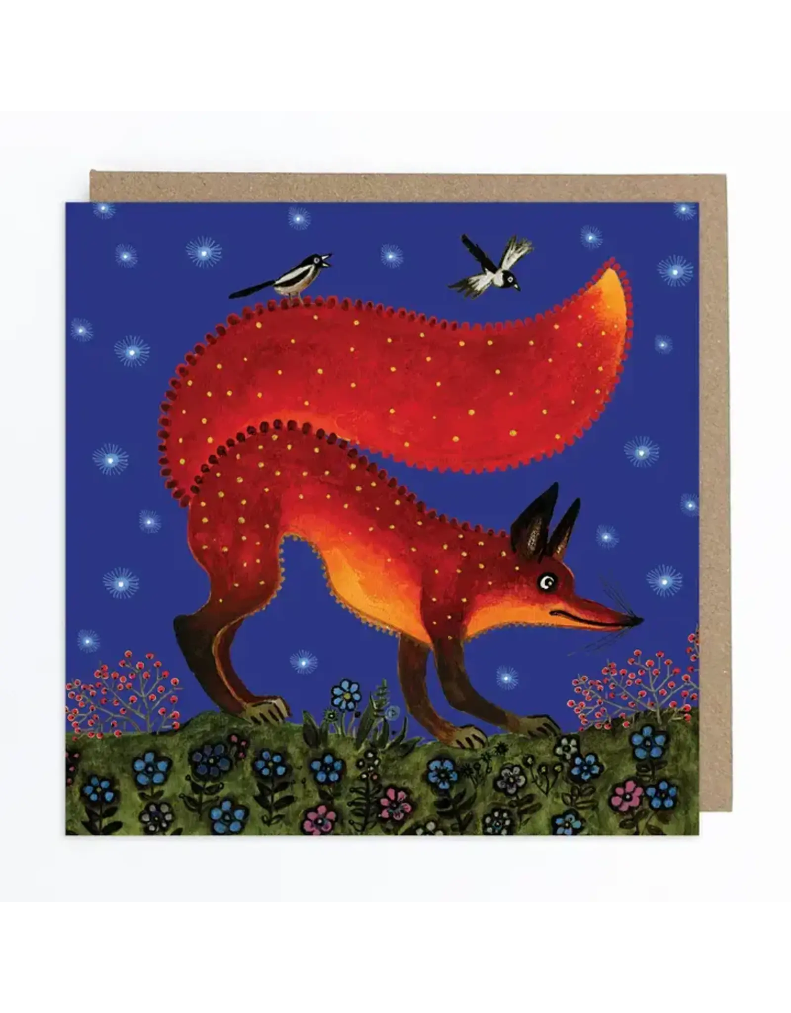 Red Fox on Blue Greeting Card