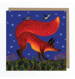 Red Fox on Blue Greeting Card