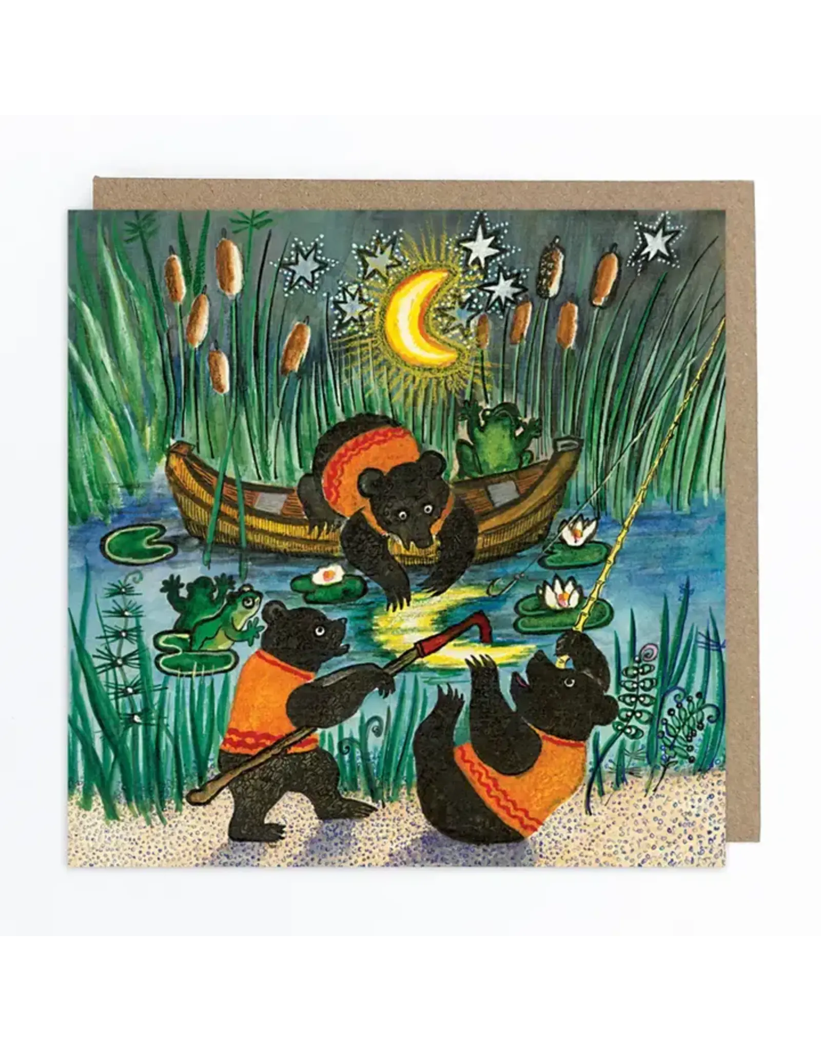 Little Bears Catching  the Moon Greeting Card