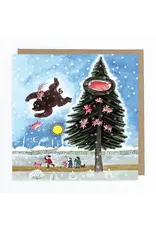 Flying Bear, Nesting Pig Holiday Card
