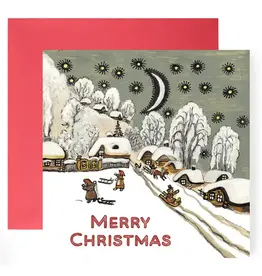 Winter Sledding Merry Christmas Card