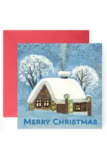 Cabin in Snow Merry Christmas Greeting Card