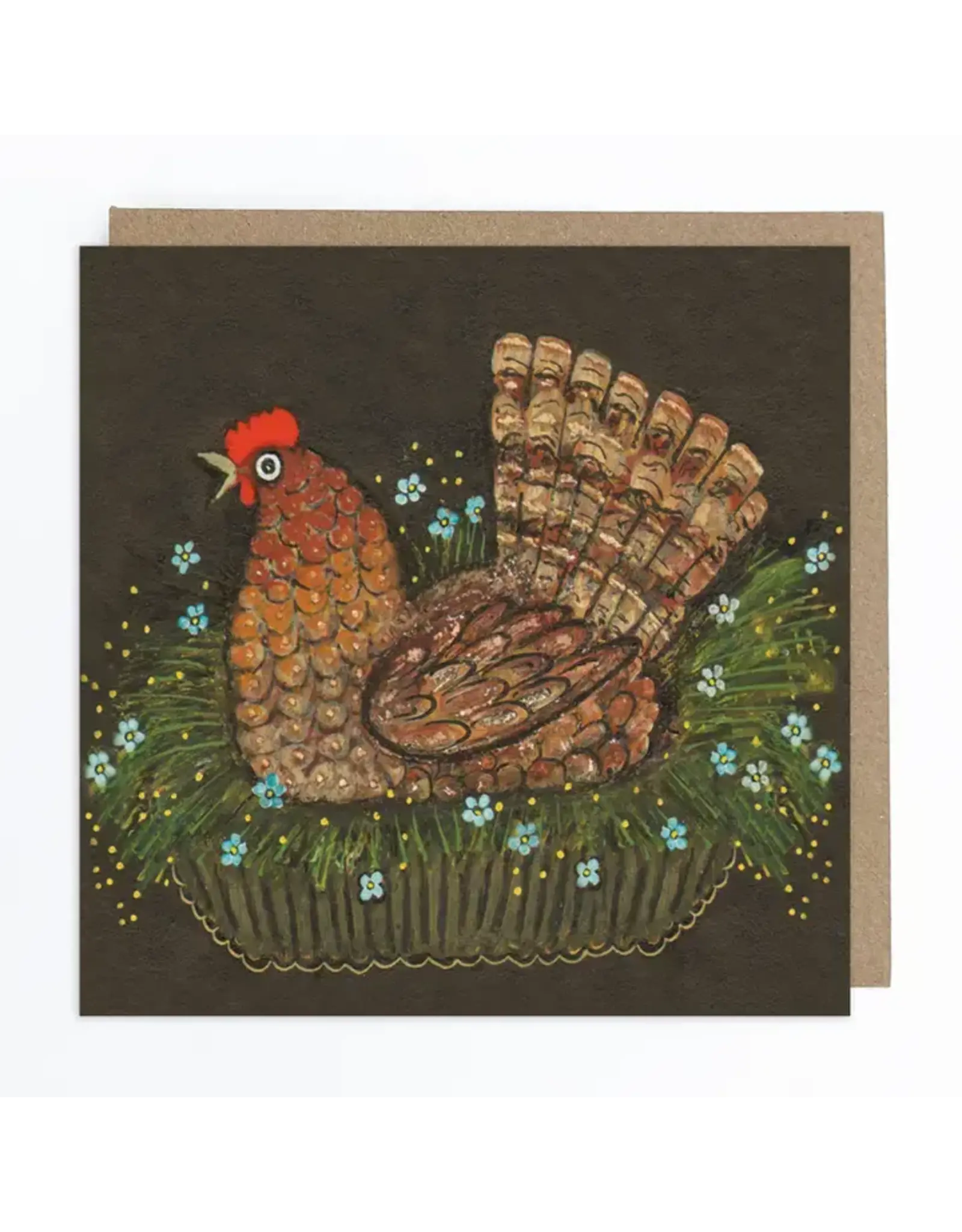 Brown Hen on the Nest Greeting Card