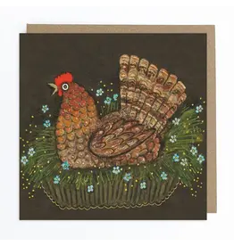 Brown Hen on the Nest Greeting Card