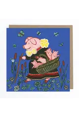 Mother Pig and Piglets Greeting Card