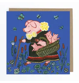 Mother Pig and Piglets Greeting Card