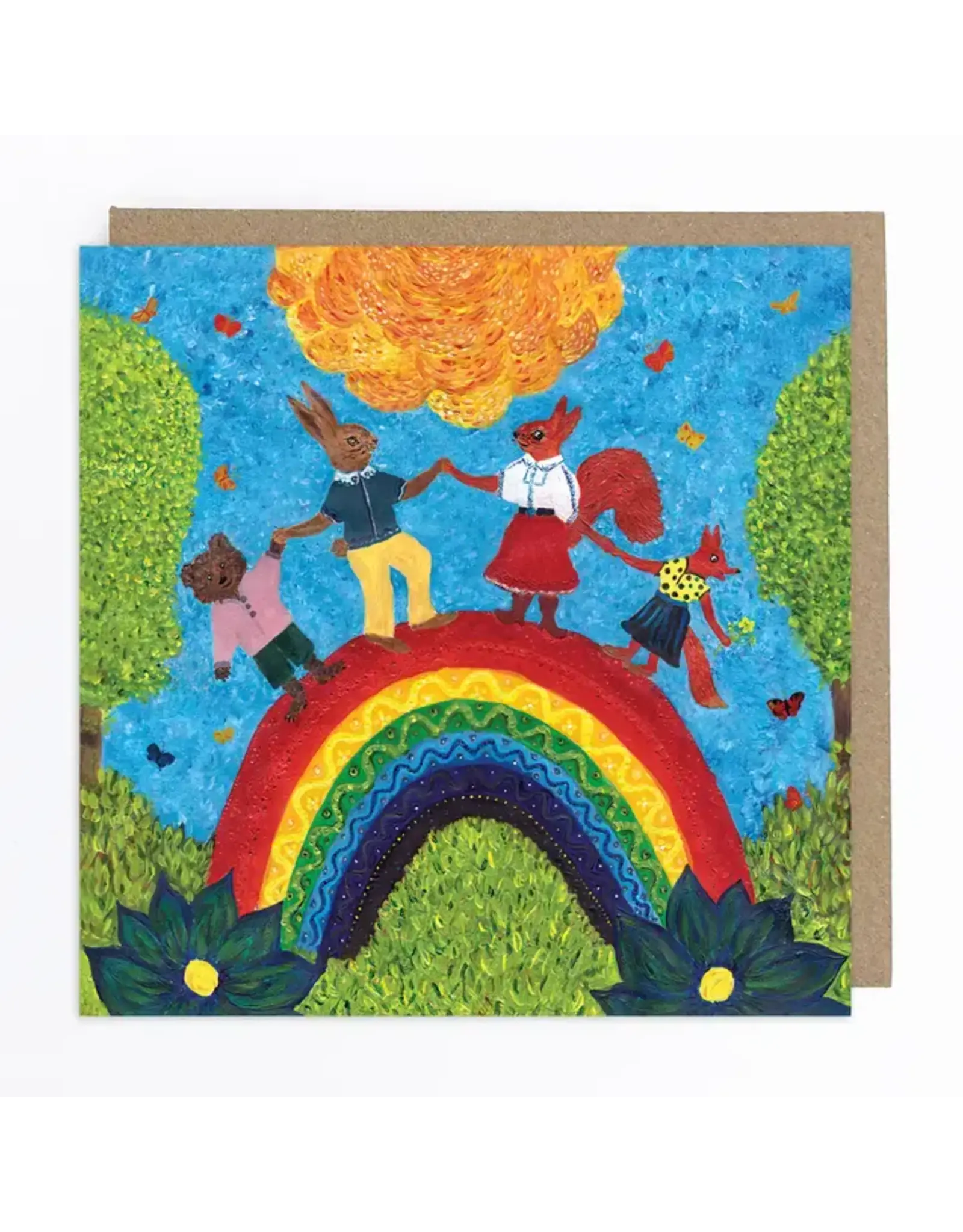 Animals on Rainbow Greeting Card