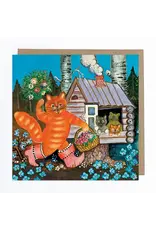 Ginger Cat and Kittens Greeting Card