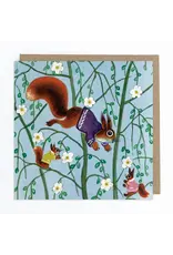 Red Squirrels in Apple Blossom Greeting Card