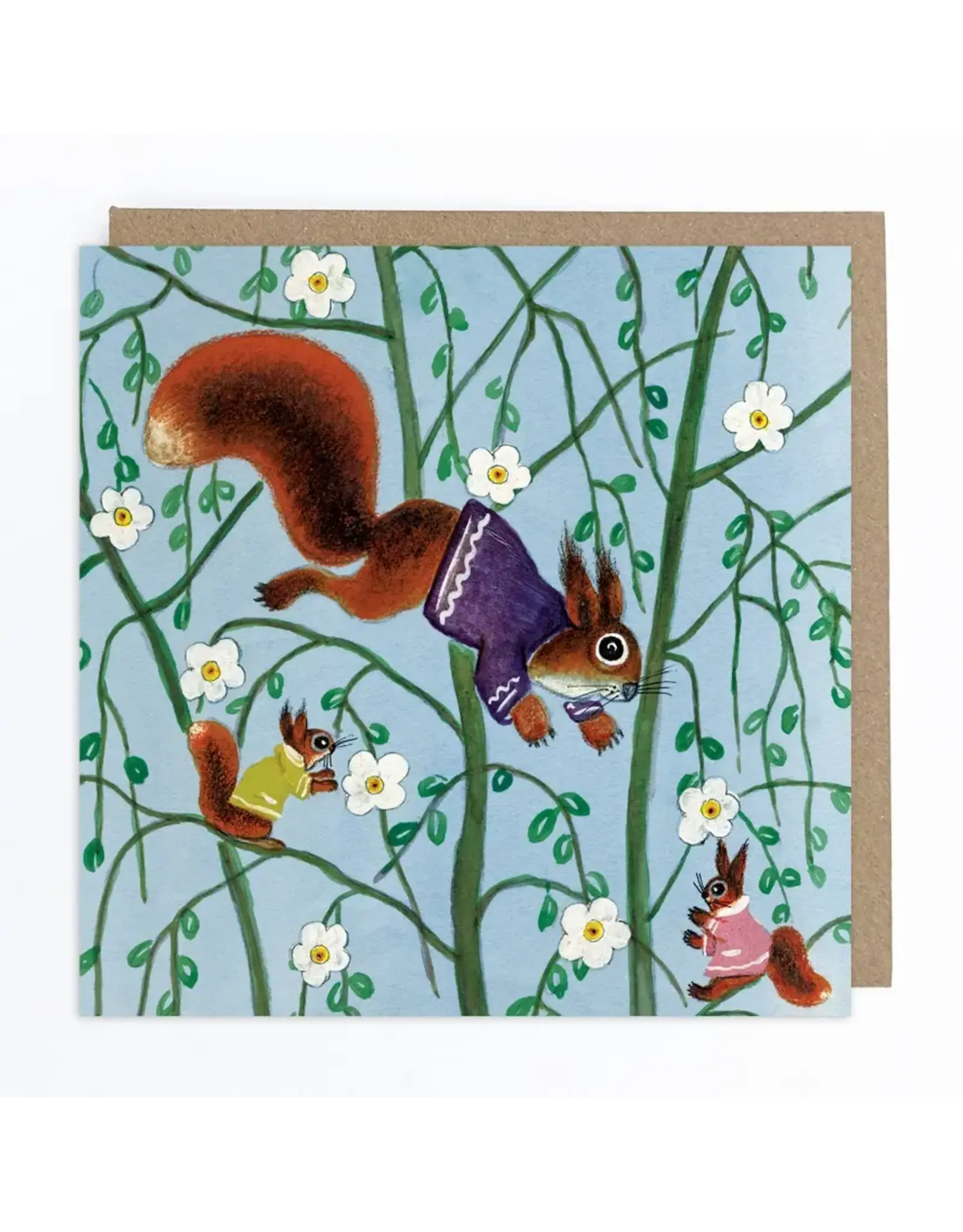 Red Squirrels in Apple Blossom Greeting Card