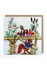 Red Squirrels on Bridge Greeting Card