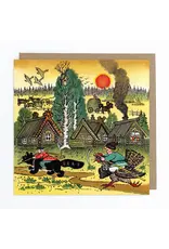 Riding a Chicken, Riding a Cat Greeting Card