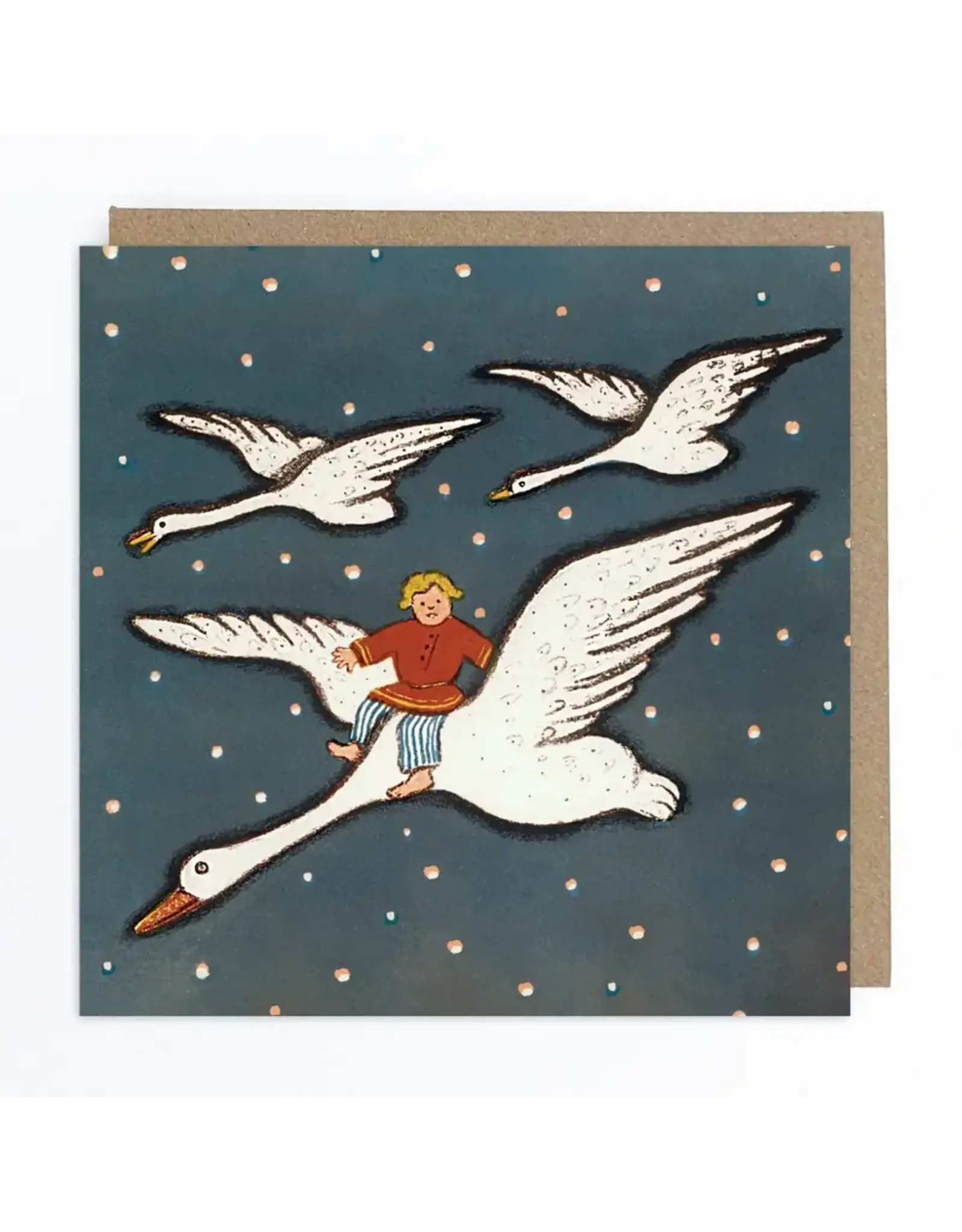 Flying on Swans Greeting Card