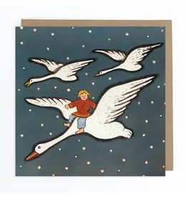Flying on Swans Greeting Card