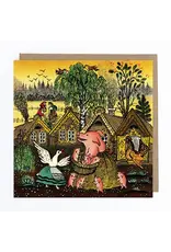 Pig and Duck Gossiping Greeting Card
