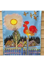 Folk Art Rooster Organic Cotton Tea Towel