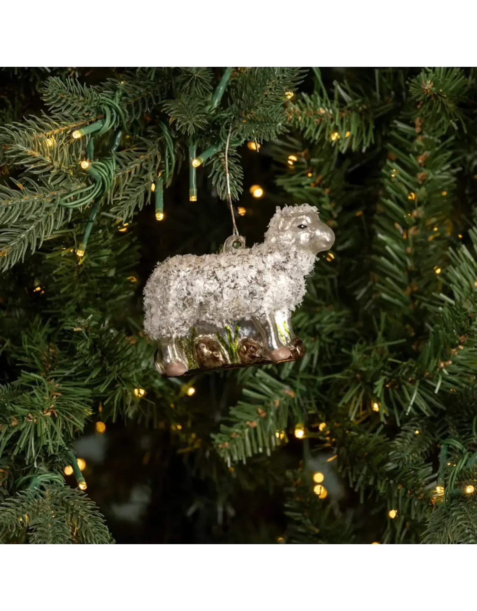 Beaded Sheep Glass Ornament