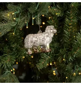 Beaded Sheep Glass Ornament
