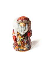 Master Artist Carved Russian Wood Santa with Folk Painting