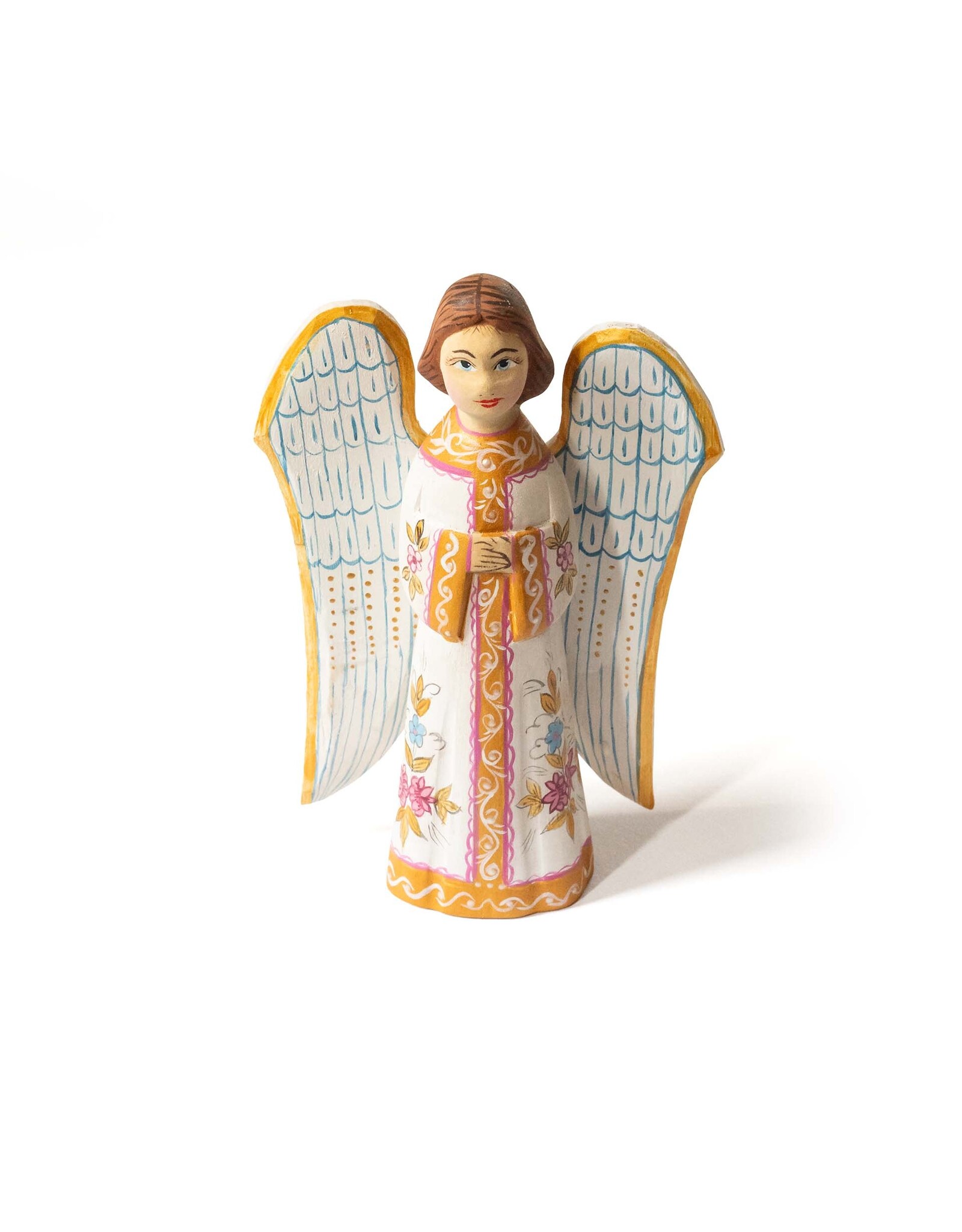 Hand Carved Angel with Flowers
