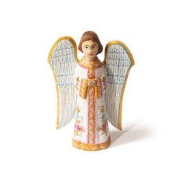 Hand Carved Angel with Flowers