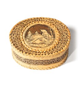 Hand Carved Birch Box with Bears