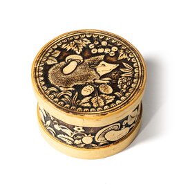 Birch Box with Hedgehog and Mushrooms