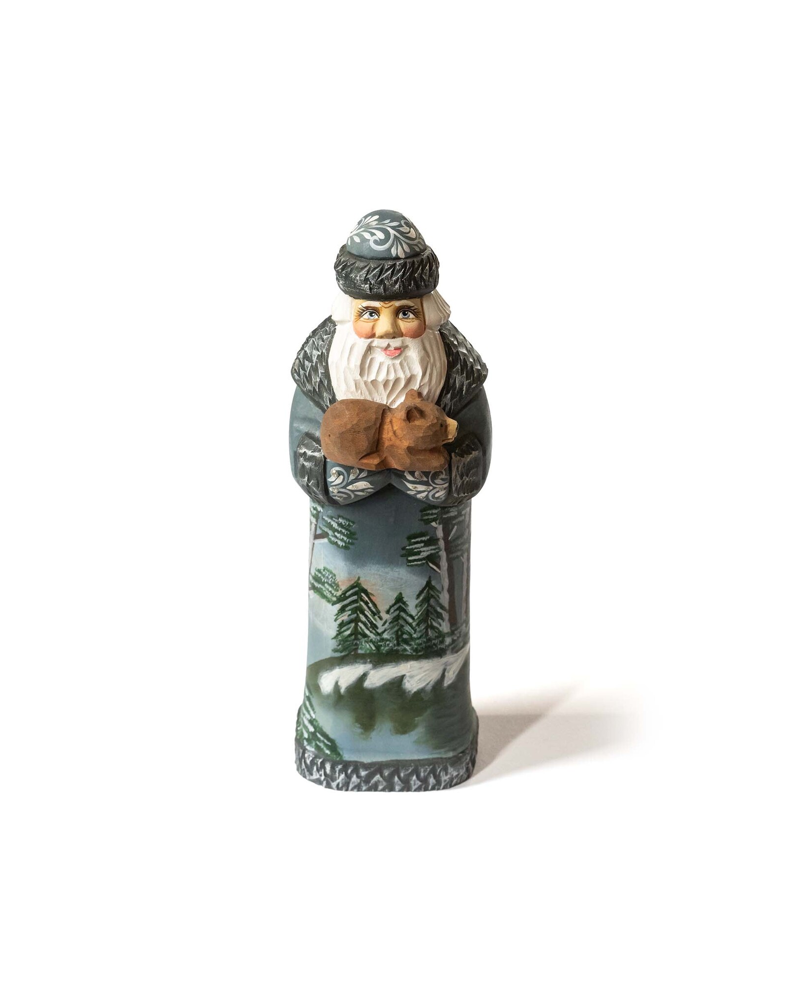 Hand Carved Grandfather Frost with Bear