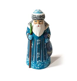 Hand Carved Grandfather Frost with Blue Coat