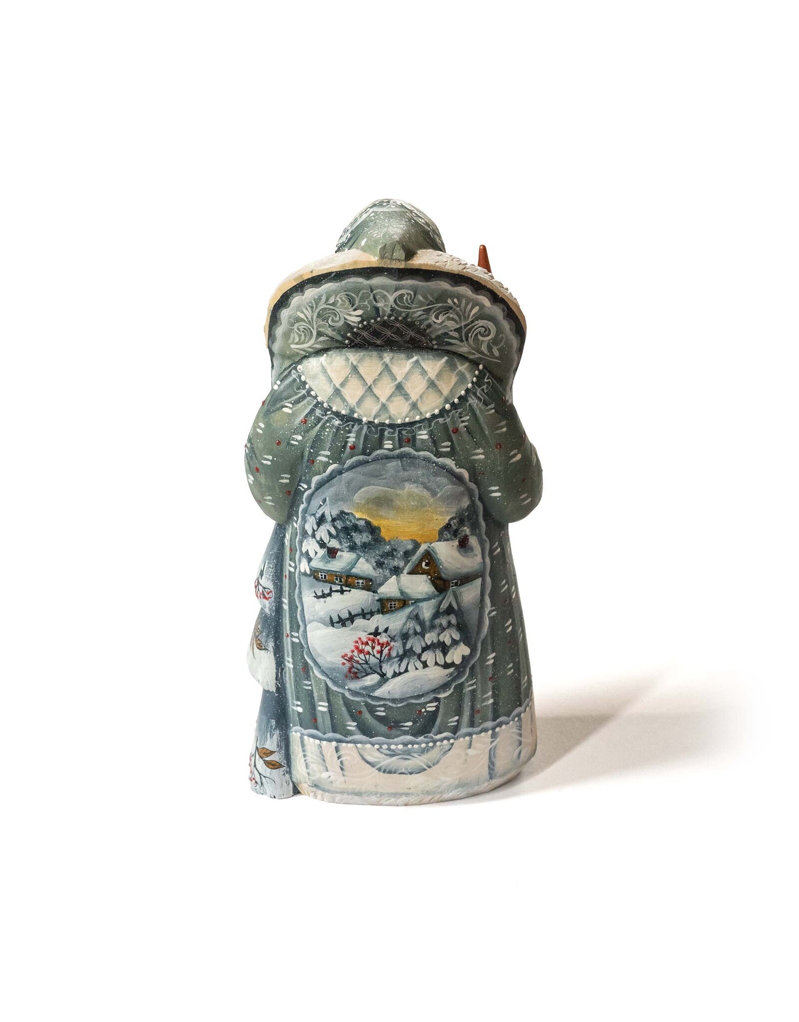 Hand Carved Grandfather Frost with Winter Hillside