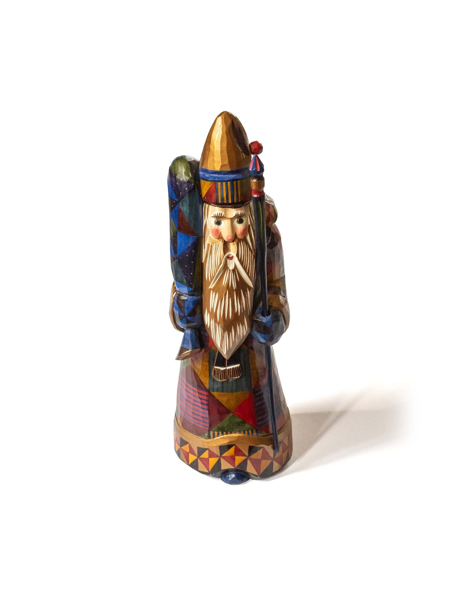 Hand Carved  Patchwork Grandfather Frost