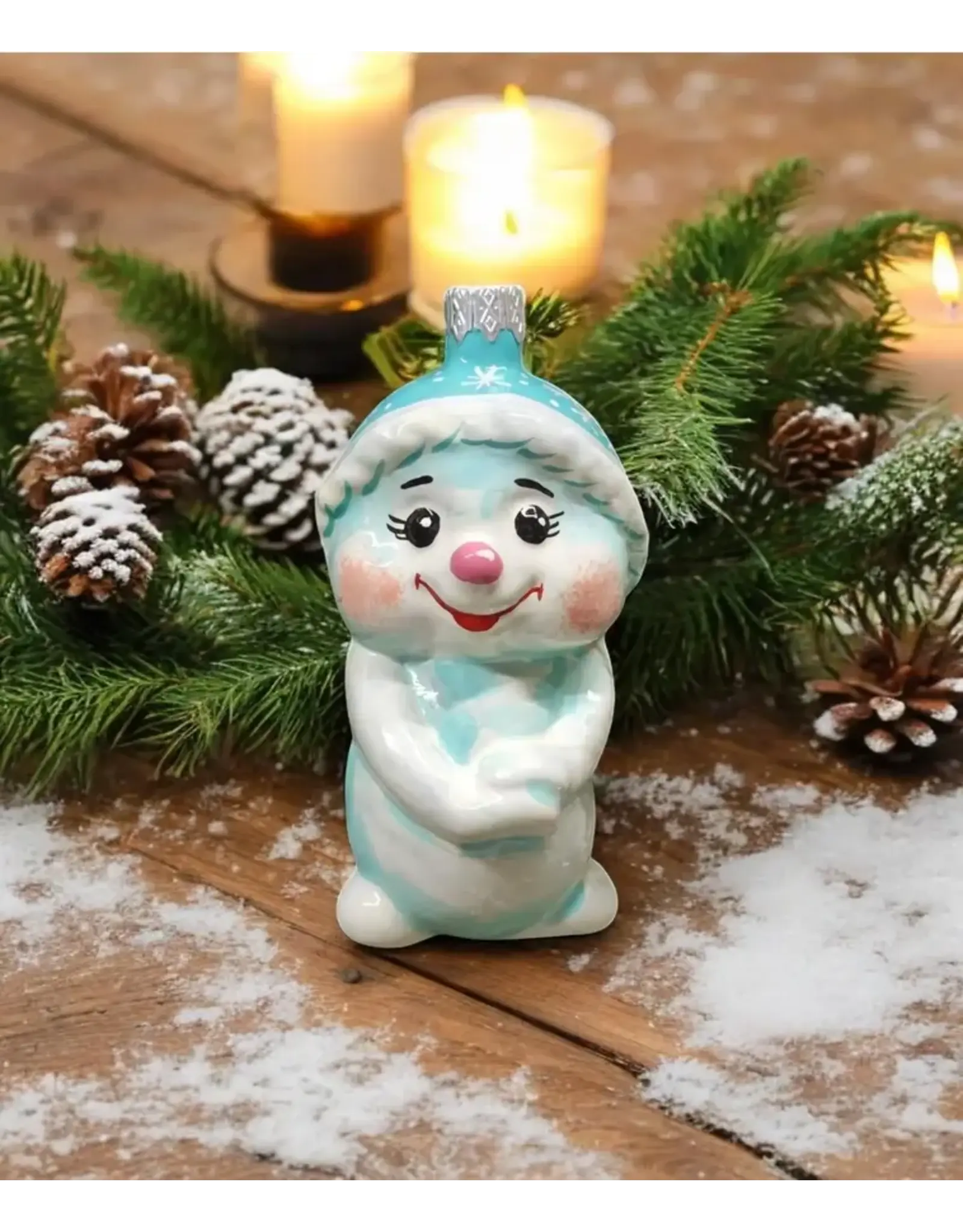 Hand Painted Snowman Glass Ornament