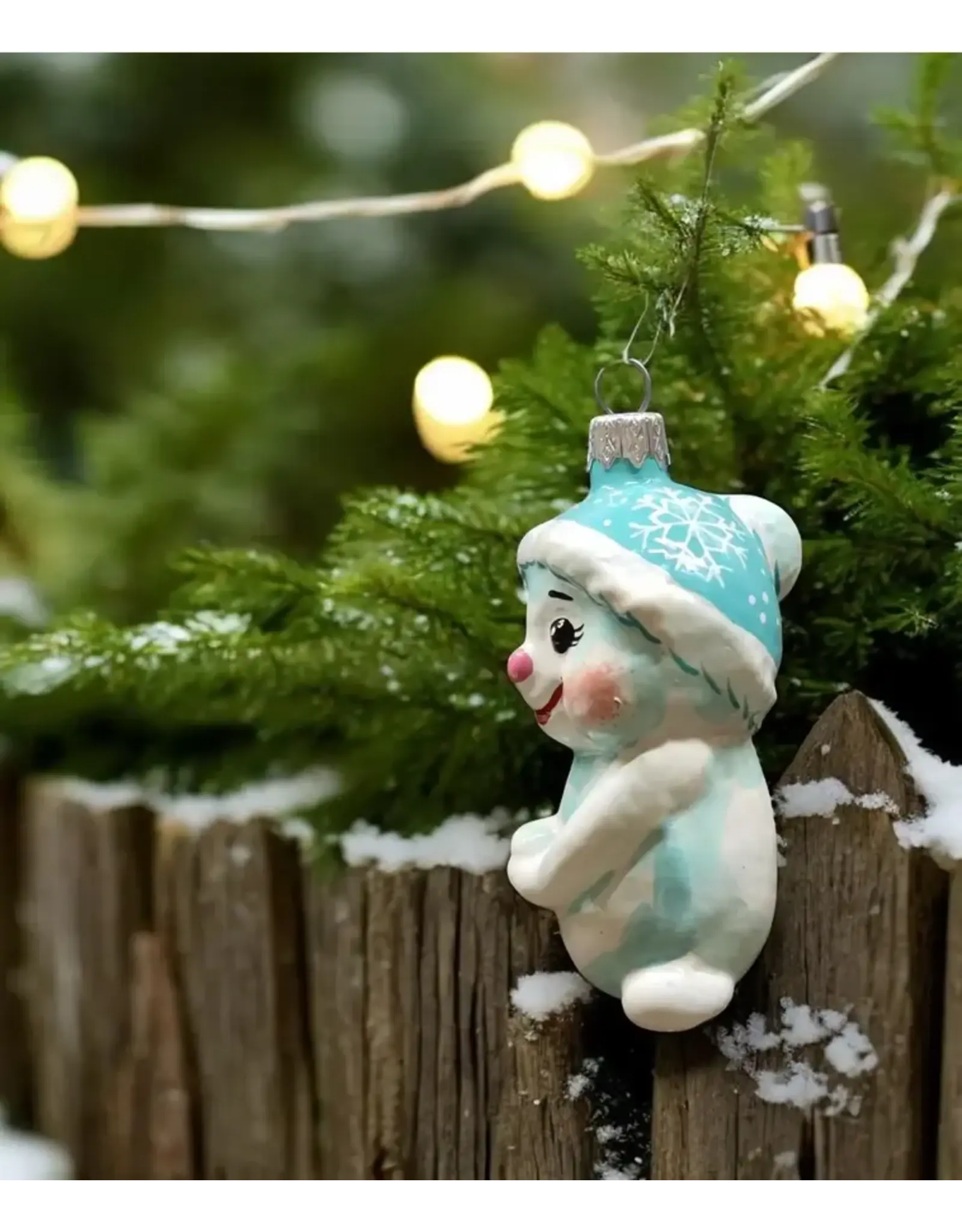 Hand Painted Snowman Glass Ornament