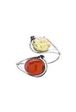 Sterling Silver Two Color Amber Cuff Bracelet