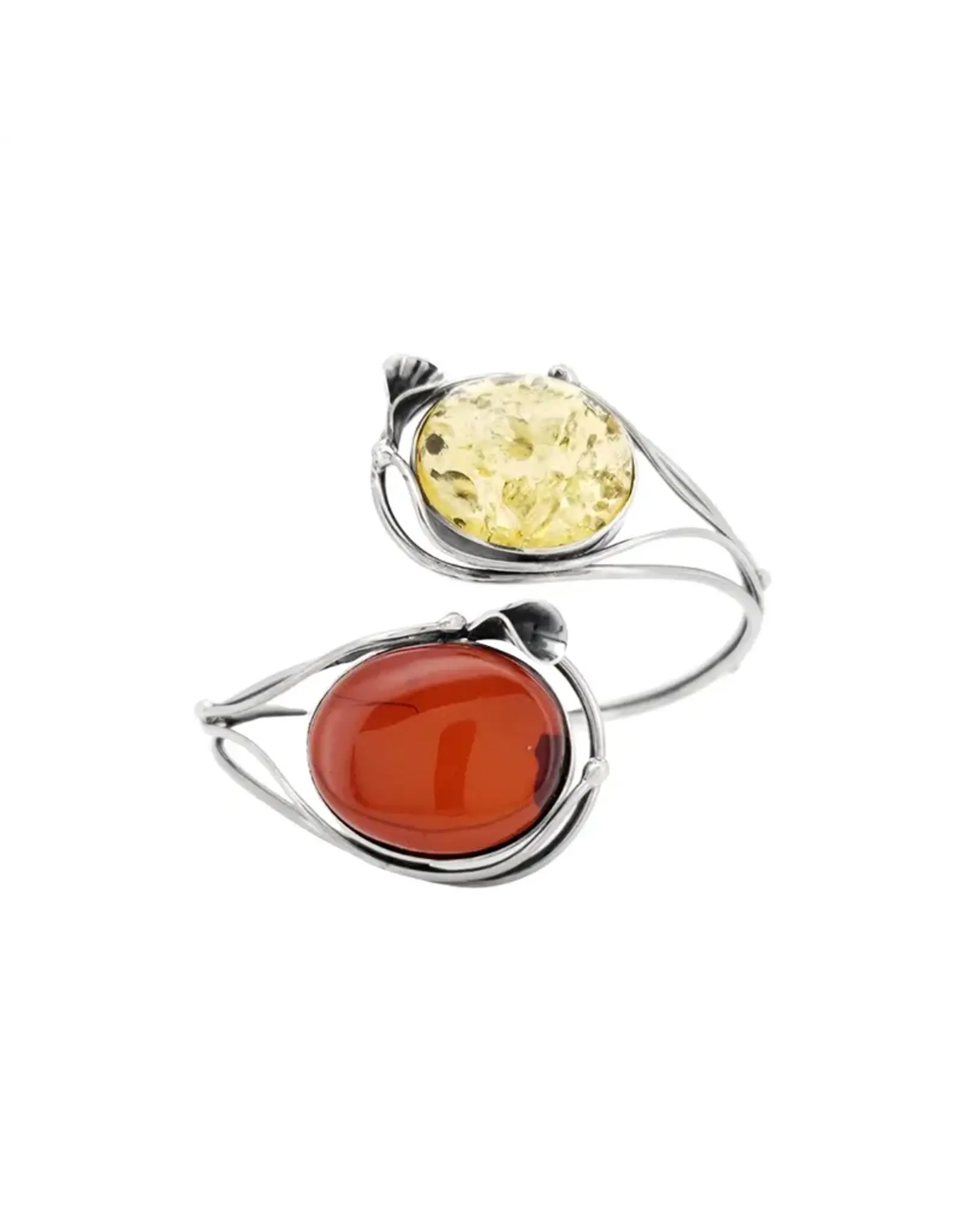 Sterling Silver Two Color Amber Cuff Bracelet
