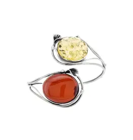 Sterling Silver Two Color Amber Cuff Bracelet