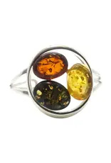 Multi-Color Amber Silver Cuff Bracelet