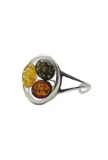 Multi-Color Amber Silver Cuff Bracelet