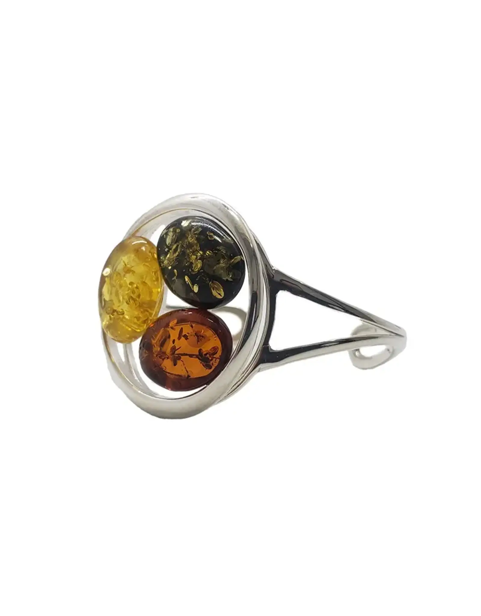 Multi-Color Amber Silver Cuff Bracelet