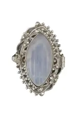 Moonstone Silver Locket Poison Ring Size 8