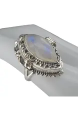 Moonstone Silver Locket Poison Ring Size 8