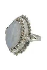 Moonstone Silver Locket Poison Ring Size 8