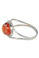 Faceted Amber Silver Cuff Bracelet