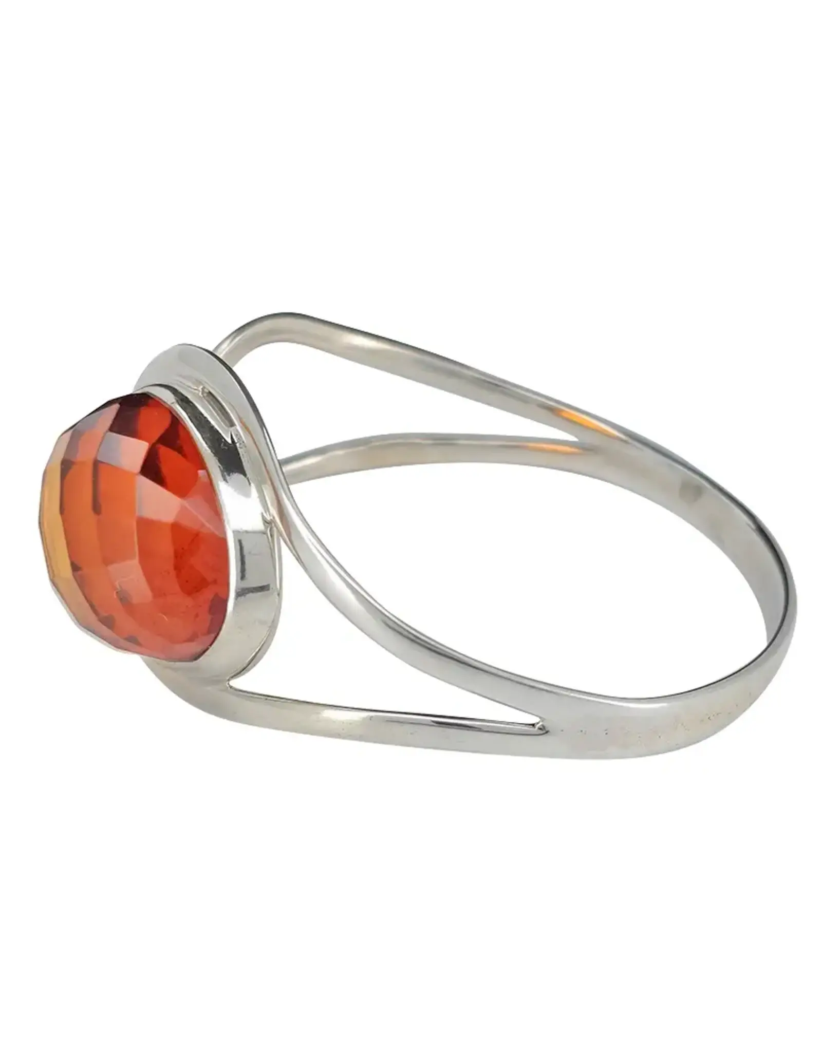 Faceted Amber Silver Cuff Bracelet