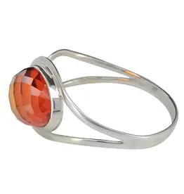 Faceted Amber Silver Cuff Bracelet